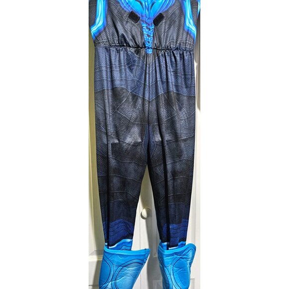 Blue Beetle Muscle Costume Jumpsuit with Generic Warrior Mask Superhero Boys LG - Picture 6 of 9